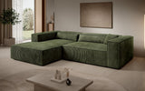 Designer Ecksofa Vasto in Cord – Olive – Links