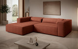 Designer Ecksofa Vasto in Strukturstoff – Terrakotta – Links