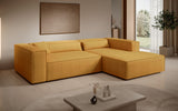 Designer Ecksofa Vasto in Strukturstoff – Safran – Rechts