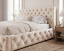 Designer Polsterbett Nino in Samt – Beige