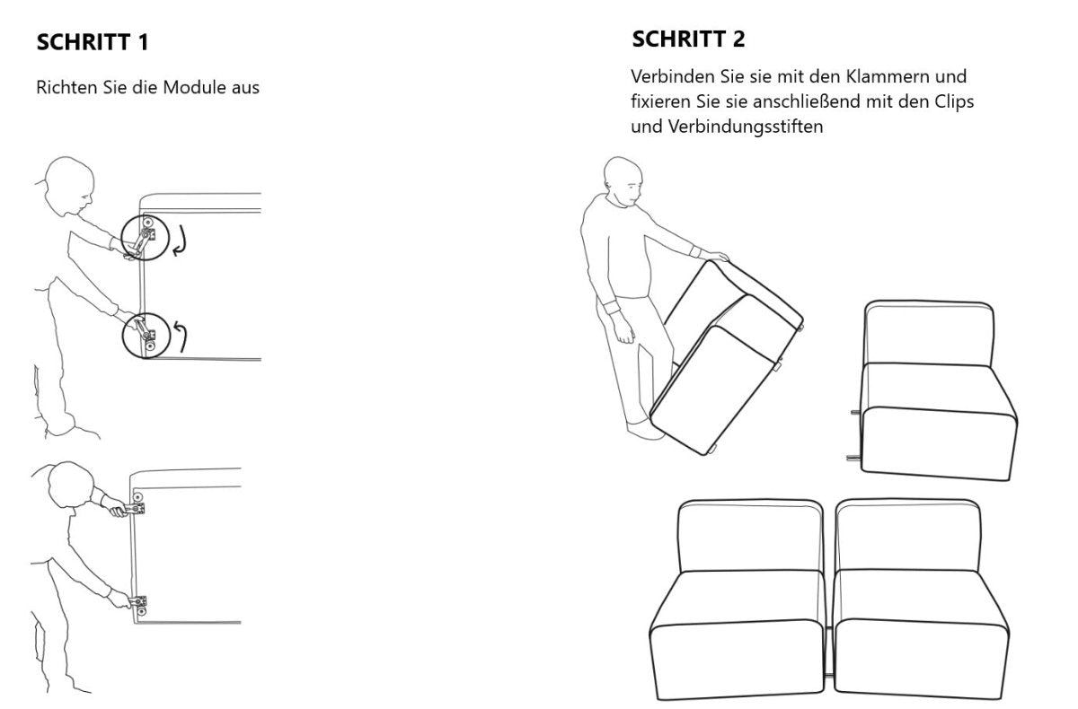 Ottomane - Eckmodul Yuma aus Bouclé - Luxusbetten24