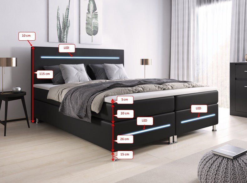 OUTLET - Boxspringbett Sejour mit LED - Luxusbetten24