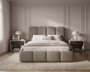 Designer Polsterbett Perla in Bouclé – Taupe