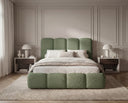 Designer Polsterbett Perla in Bouclé – Salbei