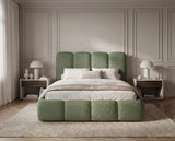 Designer Polsterbett Perla in Bouclé – Salbei
