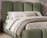 Designer Polsterbett Perla in Bouclé – Salbei