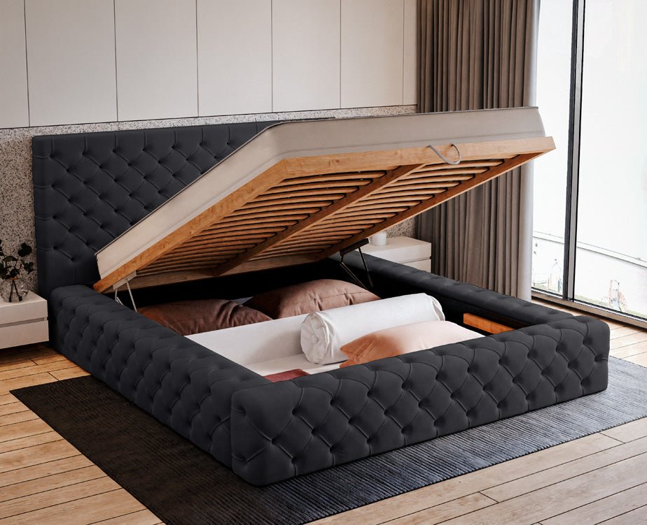 Lit rembourré design Lana Velours avec rangement