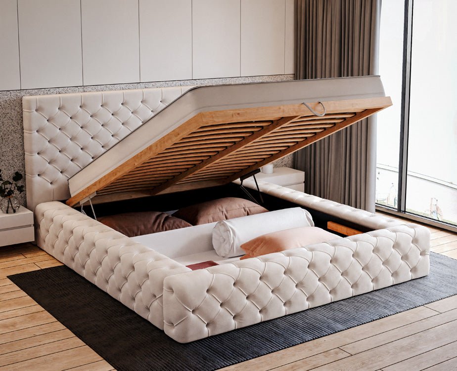 Lit rembourré design Lana Velours avec rangement