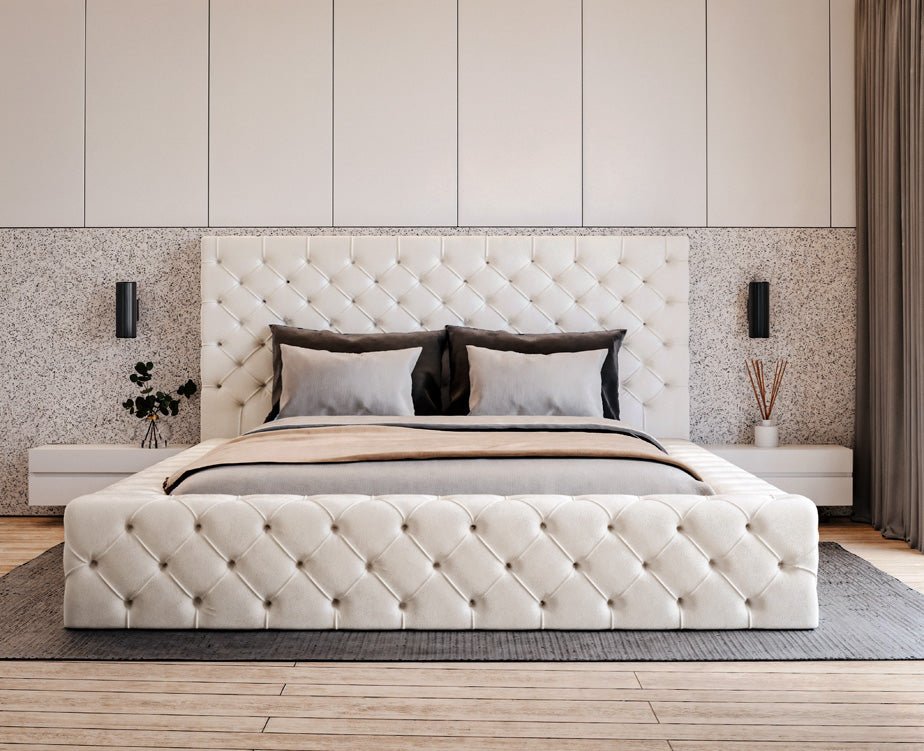 Lit rembourré design Lana Velours avec rangement