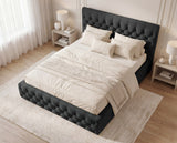 Designer Polsterbett Rivo in Samt mit Stauraum – Schwarz