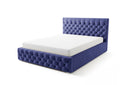 Designer Polsterbett Rivo in Samt mit Stauraum – Blau
