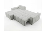 Designer Ecksofa Arvo in Bouclé mit Schlaffunktion & Stauraum – Sand – Links