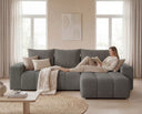 Designer Ecksofa Arvo in Bouclé mit Schlaffunktion & Stauraum – Grau – Rechts