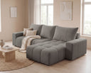 Designer Ecksofa Arvo in Bouclé mit Schlaffunktion & Stauraum – Grau – Rechts