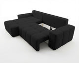 Designer Ecksofa Arvo in Bouclé mit Schlaffunktion & Stauraum – Anthrazit – Links