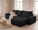 Designer Ecksofa Arvo in Bouclé mit Schlaffunktion & Stauraum – Anthrazit – Rechts