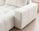 Designer Ecksofa Arvo in Bouclé mit Schlaffunktion & Stauraum – Weiß – Rechts