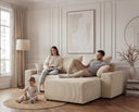Designer Ecksofa Rino in Cord mit Schlaffunktion & Stauraum – Beige – Links