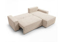 Designer Ecksofa Rino in Cord mit Schlaffunktion & Stauraum – Beige – Links