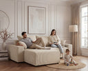 Designer Ecksofa Rino in Cord mit Schlaffunktion & Stauraum – Beige – Rechts