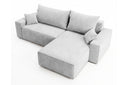 Designer Ecksofa Rino in Cord mit Schlaffunktion & Stauraum – Hellgrau – Links