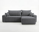 Designer Ecksofa Rino in Cord mit Schlaffunktion & Stauraum – Grau – Links