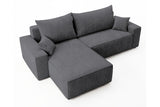 Designer Ecksofa Rino in Cord mit Schlaffunktion & Stauraum – Grau – Rechts