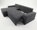 Designer Ecksofa Rino in Cord mit Schlaffunktion & Stauraum – Grau – Rechts