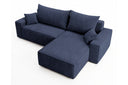 Designer Ecksofa Rino in Cord mit Schlaffunktion & Stauraum – Blau – Links