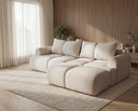 Designer Ecksofa Corso in Samt mit Schlaffunktion & Stauraum – Beige – Rechts