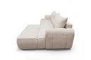 Designer Ecksofa Corso in Samt mit Schlaffunktion & Stauraum – Beige – Rechts