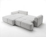 Designer Ecksofa Corso in Samt mit Schlaffunktion & Stauraum – Hellgrau – Links