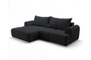 Designer Ecksofa Corso in Samt mit Schlaffunktion & Stauraum – Schwarz – Links