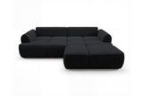 Designer Ecksofa Corso in Samt mit Schlaffunktion & Stauraum – Schwarz – Rechts