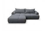 Designer Ecksofa Corso in Samt mit Schlaffunktion & Stauraum – Grau – Links