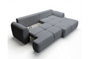 Designer Ecksofa Corso in Samt mit Schlaffunktion & Stauraum – Grau – Rechts