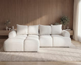 Designer Ecksofa Corso in Samt mit Schlaffunktion & Stauraum – Weiß – Links