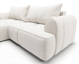 Designer Ecksofa Corso in Samt mit Schlaffunktion & Stauraum – Weiß – Links