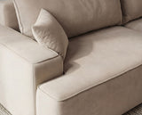 Designer Ecksofa Frido in Samt mit Schlaffunktion & Stauraum – Beige – Rechts