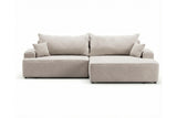 Designer Ecksofa Frido in Samt mit Schlaffunktion & Stauraum – Beige – Rechts