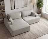 Designer Ecksofa Frido in Samt mit Schlaffunktion & Stauraum – Hellgrau – Links