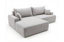 Designer Ecksofa Frido in Samt mit Schlaffunktion & Stauraum – Hellgrau – Links