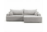 Designer Ecksofa Frido in Samt mit Schlaffunktion & Stauraum – Hellgrau – Rechts