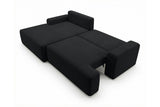Designer Ecksofa Frido in Samt mit Schlaffunktion & Stauraum – Schwarz – Links