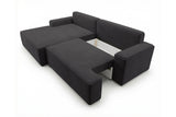 Designer Ecksofa Frido in Samt mit Schlaffunktion & Stauraum – Schwarz – Links