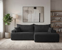 Designer Ecksofa Frido in Samt mit Schlaffunktion & Stauraum – Schwarz – Rechts