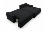 Designer Ecksofa Frido in Samt mit Schlaffunktion & Stauraum – Schwarz – Rechts