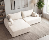 Designer Ecksofa Frido in Samt mit Schlaffunktion & Stauraum – Weiß – Links