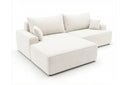 Designer Ecksofa Frido in Samt mit Schlaffunktion & Stauraum – Weiß – Links