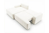 Designer Ecksofa Frido in Samt mit Schlaffunktion & Stauraum – Weiß – Links